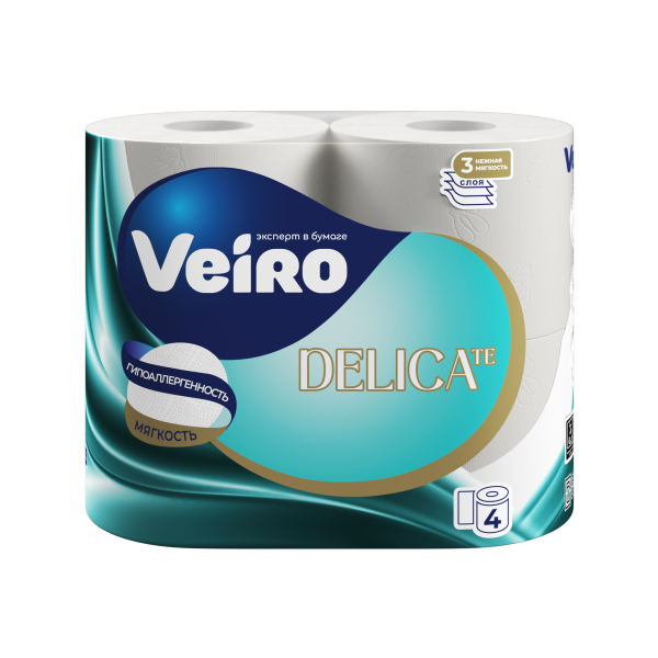 Туалетная бумага Veiro DELICATE Cotton 3сл 4 рулона