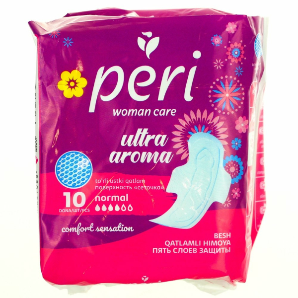 Женские гигиенические прокладки 10шт Ultra Aroma Normal Soft хлопок PERI