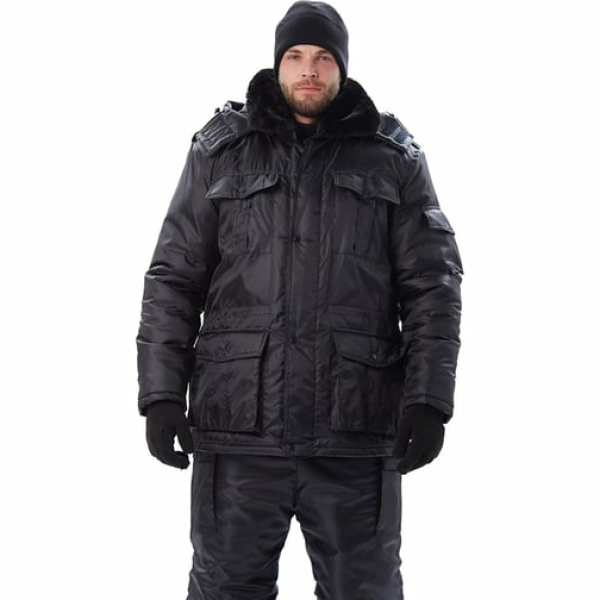 Куртка зимняя мужская Охрана черная 56-58, 170-176