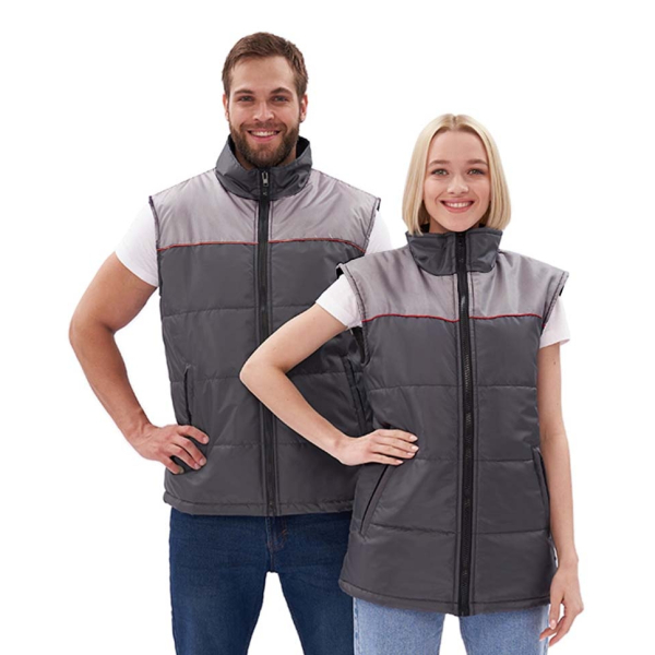 Жилет утепленный "Фаворит" т. серый со св. серой кокеткой, ткань оксфорд (64-66)