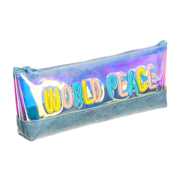 Пенал треугольный, 21х8х4,5см, иск.кожа, ТПУ цвета "металлик", декор вышивкой, 4 дизайна, ПВХ бокс