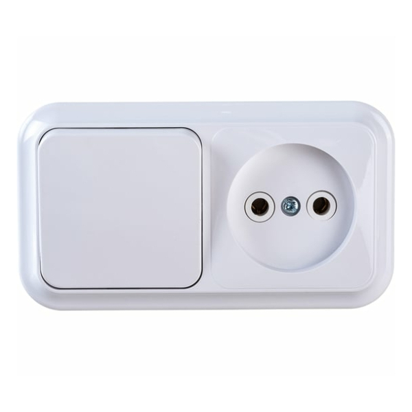 Блок ОУ выключатель 1 кл. + розетка 1 мест.  белый UNIVersal