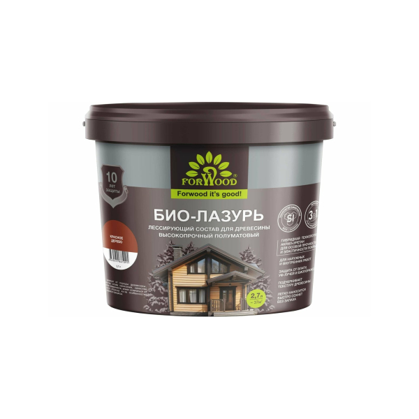Био-лазурь для древесины 2,7л красное дерево Forwood