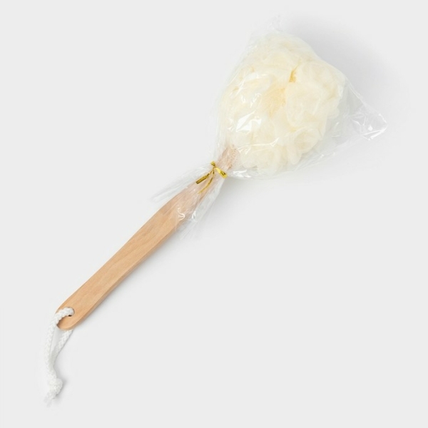 Мочалка для тела с ручкой Доляна, 50 гр, цвет белый