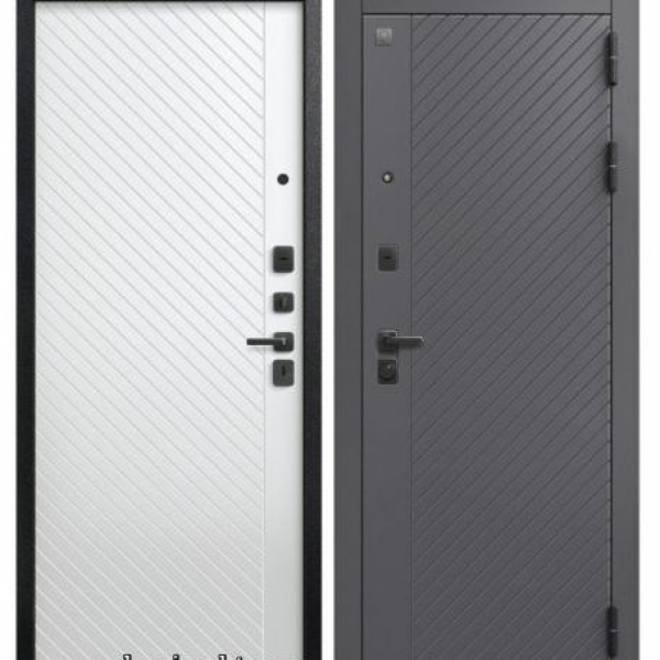 Дверь В(V)-16 Черный муар/Кашемир графит - Кашемир белый 860*2050 L Центурион 2026