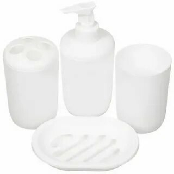 Набор для ванной комнаты Aqua, 4 предмета, пластик, белый