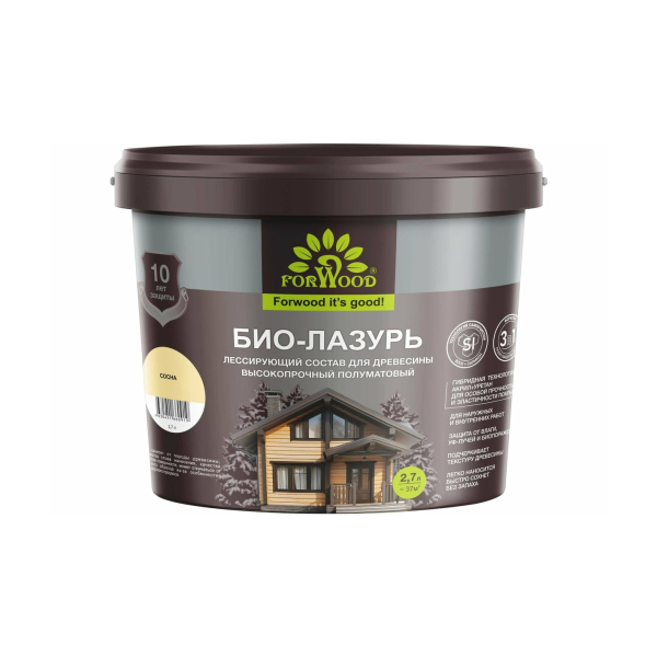 Био-лазурь для древесины 2,7л сосна Forwood