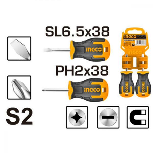 Набор отверток PH2*6*38 SL6,5*6*38 2шт INGCO INDUSTRIAL