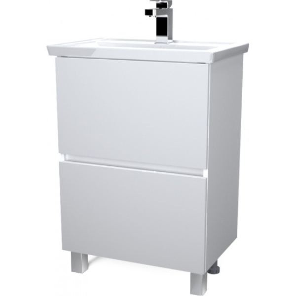 Тумба напольная Арис 70Н белая аляска/белый глянец (под умывальник Сомо 70) 1MARKA