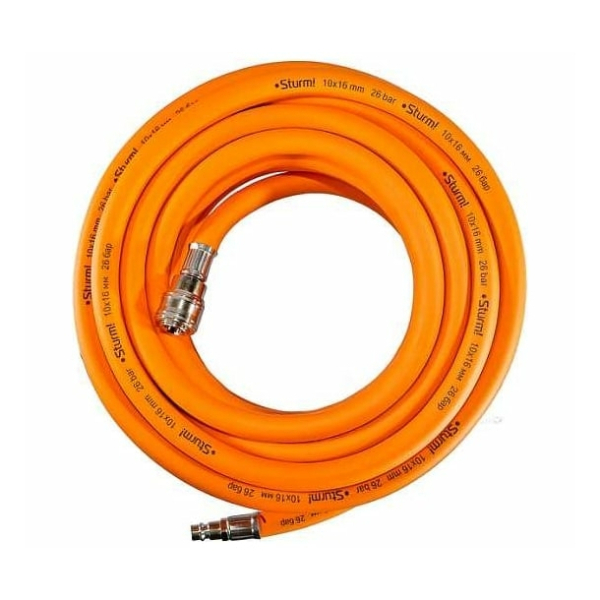 Шланг воздушный 10м с фитингами рапид 26 бар армированная резина Sturm