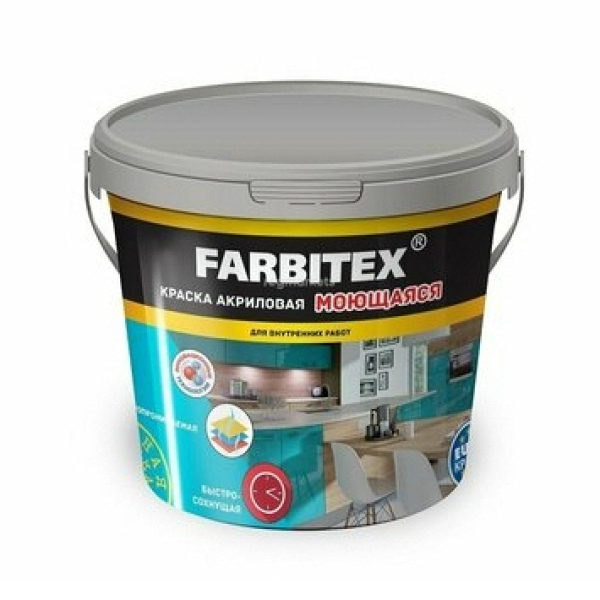 Краска ВД моющаяся 13кг акриловая Farbitex