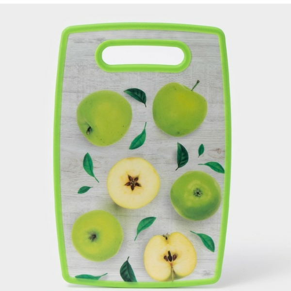Доска разделочная 30*20см пластик Зеленые яблоки Доляна