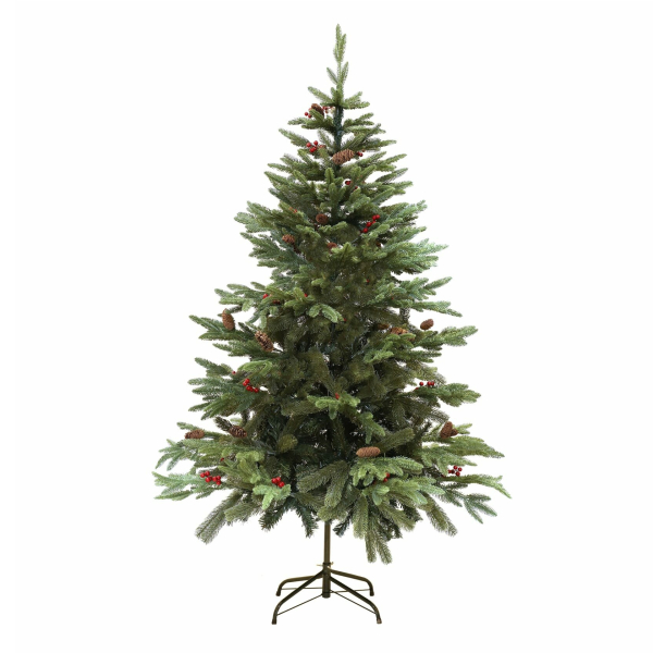 Ель исскустенная 210 см побеги литые шишки ягоды белый иней 85-210CM Feх