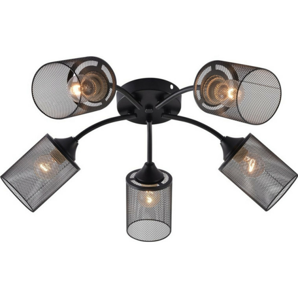 Люстра 5*60Вт Е27 металл черный 58*20 см   20м2см Baizheng