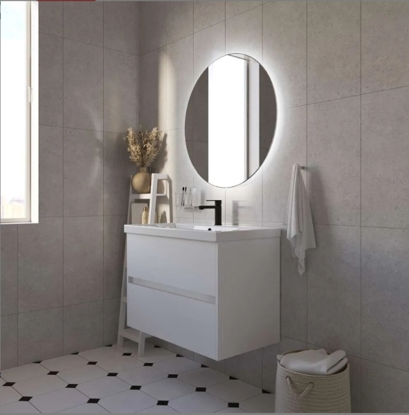 Тумба подвесная Велли 80П белая аляска (под умывальник Сомо 80) 1MARKA