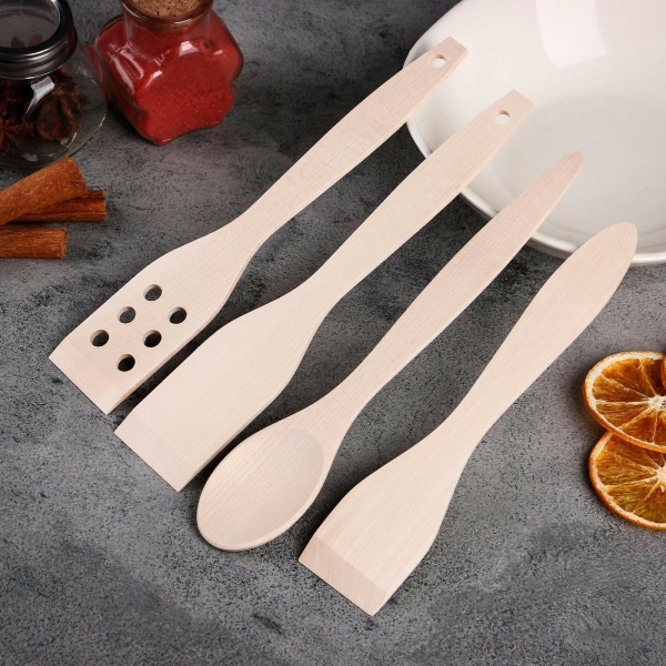 Набор кухонных принадлежностей 4 предмета дерево Кулинар Доляна