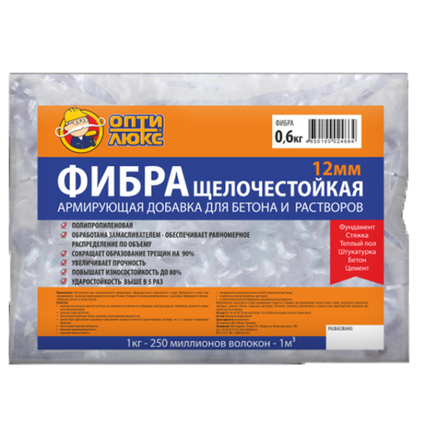 Фибра щелочестойкая 12мм 600гр OptiLUX