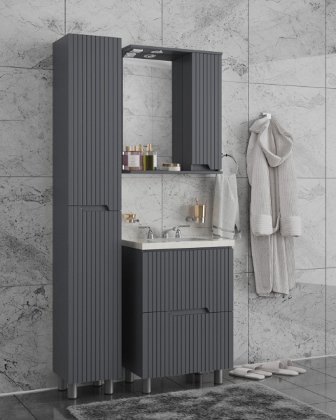 Тумба напольная Montserrat 60 графит 2 ящика (под умывальник Paola Mario 60)