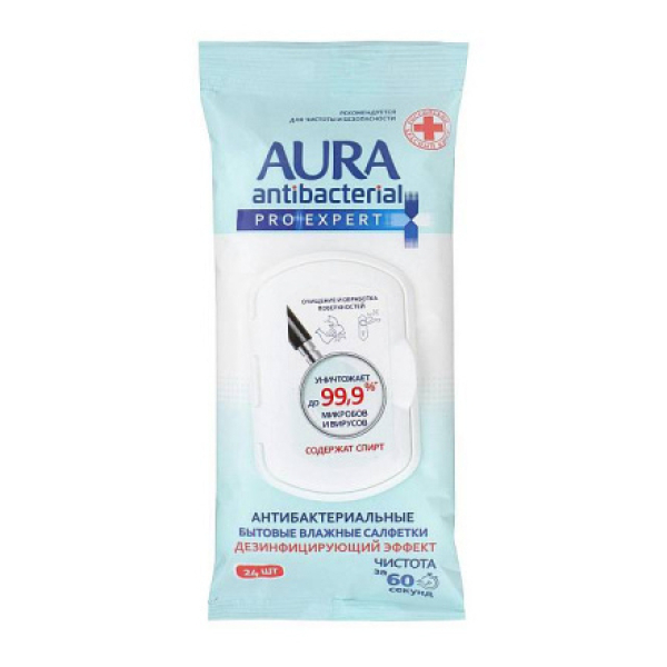 Салфетки влажные спиртовые CC Aura PRO Expert для поверхностей 24шт