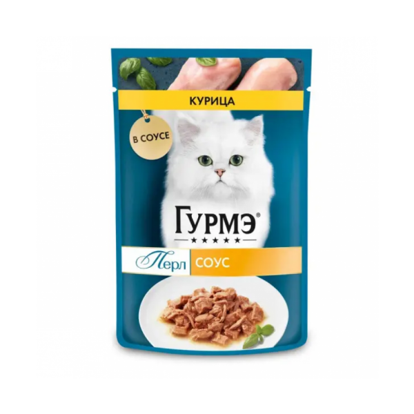 Корм Гурмэ Перл для кошек нежное филе с курицей в соусе 75гр