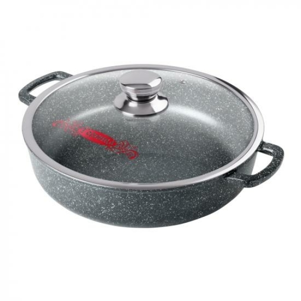 Жаровня  2,5л алюминий стеклянная крышка Гранит Induction Горница