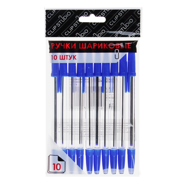 Набор ручек шариковых 10шт, пластик, цвет синий