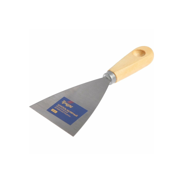 Шпатель 80мм малярный нержавеющая сталь деревянная ручка Тундра