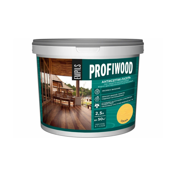 Антисептик-лазурь полиакриловый 2.5л сосна Profiwood