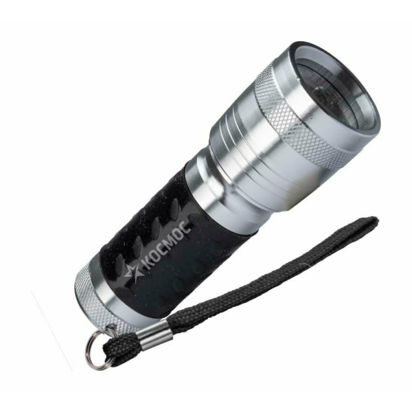 фонарь ручной 1W 1св/д 80lm,80м алюминий,ремешок,IP5 KOS109B 3xR03(ААА) ,4 BL Космос
