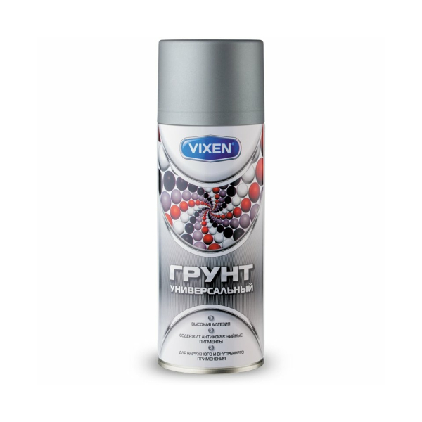 Грунт аэрозольный универсальный акриловый серый 520мл Vixen
