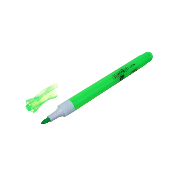 Маркер-выделитель зеленый, круглый корпус, скошенный наконечник, линия 4мм