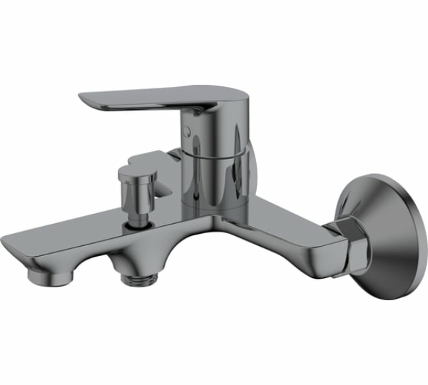 Смеситель для ванной однорычажный короткий излив оруж.сталь латунь 12313 Сити GOLDEN FOX