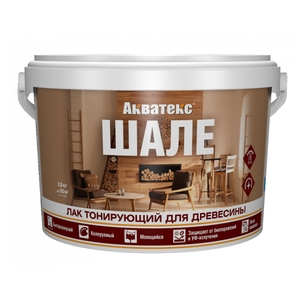 Лак акриловый тонированный  0,9кг канадский орех Акватекс Шале