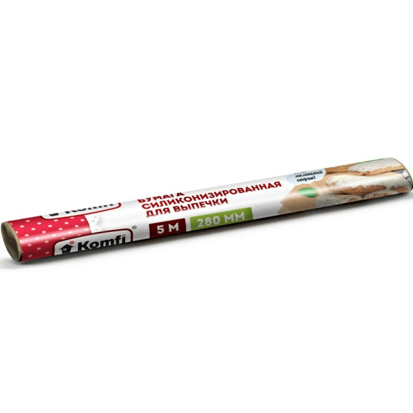 Бумага для выпечки 28 см*5 м силиконизированная бурая п/п упаковка Komfi