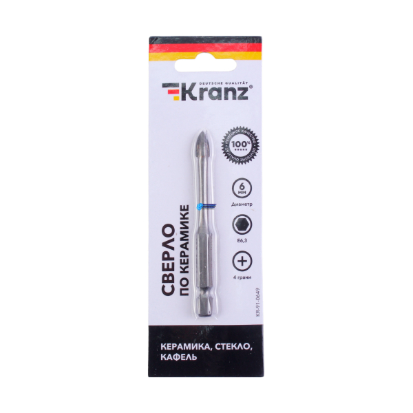Сверло по кафелю и стеклу 6мм Kranz