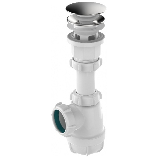 Сифон для мойки 1-1/4"х40 клик-клак с отверстием перелива S4000-40-MR Aquant