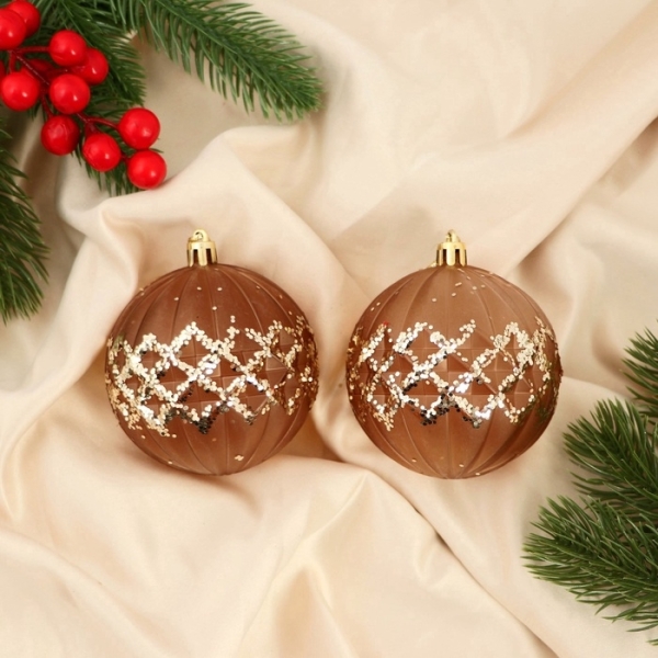 Набор пластиковых шаров d-8см 2шт сетка коричневый Габриэль