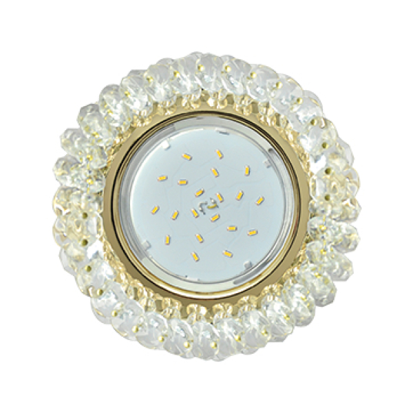 Светильник GX53 H4 Стекло Круг с хрусталиками прозрачный золото Ecola
