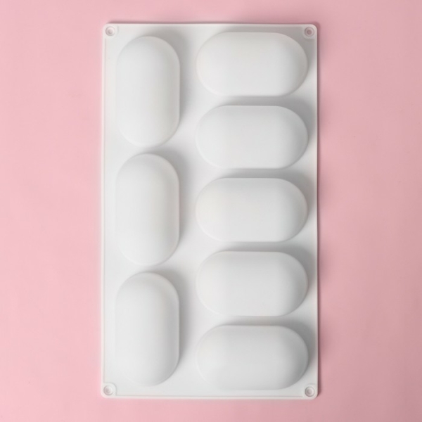 Форма для муссовых десертов и выпечки Доляна «Раузи», 30×17,5×3,5 см, 8 ячеек (8,7×4,7 см), цвет белый