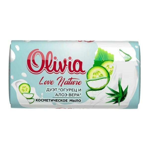Мыло туалетное твердое "Olivia Love Nature & Fruttis" Дует "Огурец и алоэ вера" 140гр