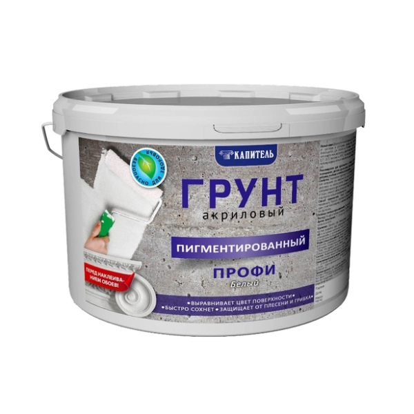 Грунтовка пигментированная 1кг акриловая Профи Капитель
