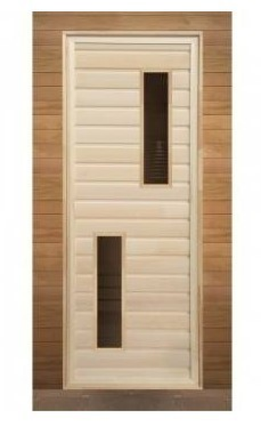 Дверь банная глухая вставка остекленная №2 (коробка липа) 1800*700