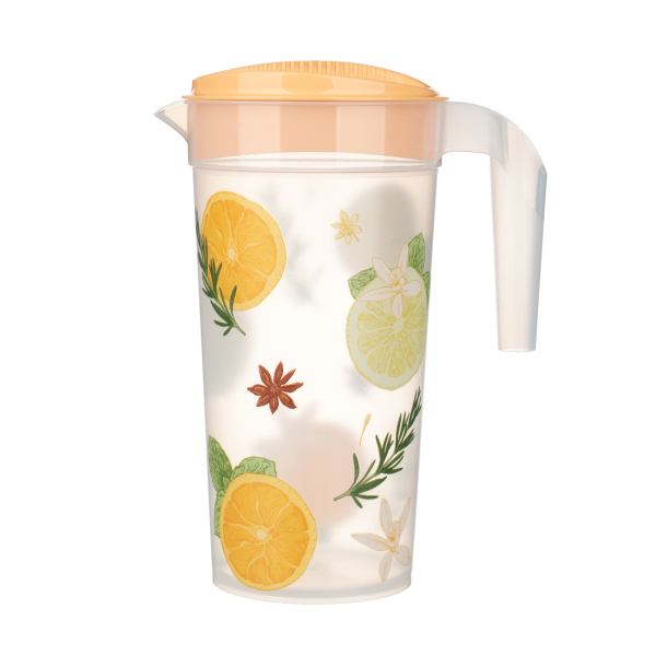 Кувшин 1,5л с крышкой, с декором, пластик