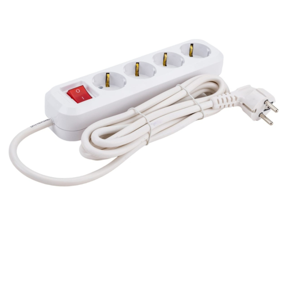 Удлинитель  4гн  3м 10А (земля,выключатель) 2500W  Baizheng