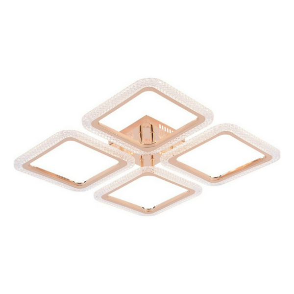 Люстра светодиодная 4*104Вт 53,5*9см 4680LM 45м2 3 цвета прилож пульт золото хром Baizheng