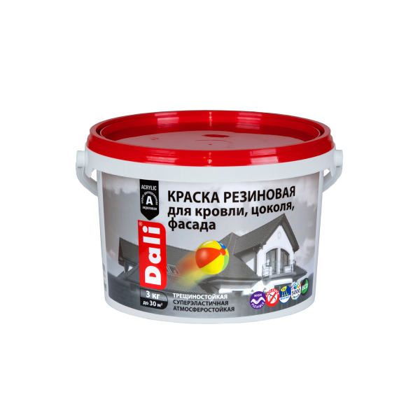 Краска резиновая фасадная 6кг белый глубокоматовый база А Dali