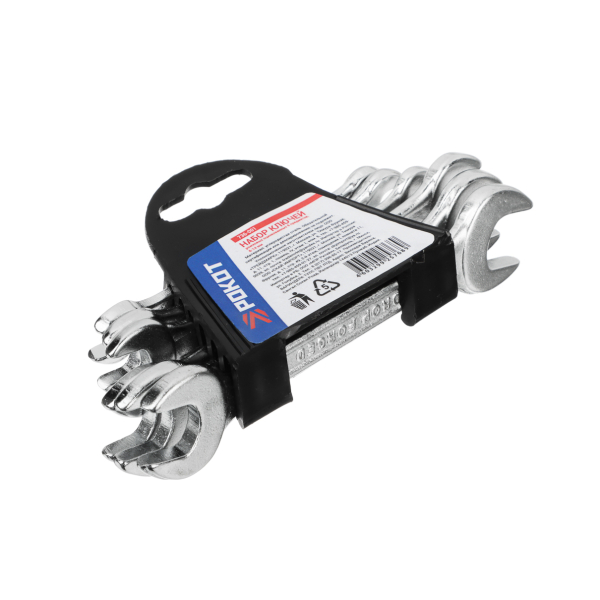 РОКОТ Набор ключей рожковых оцинк. в пластик. подвесе 6 пр. (6х7, 8х10, 9х11, 10х12, 12х13, 13х14мм)