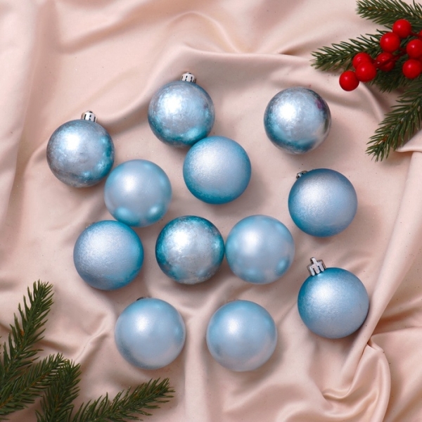 Набор пластиковых шаров d-5см 12шт голубой Классика ассорти