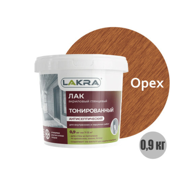 Лак акриловый тонированный  0,9кг орех Лакра