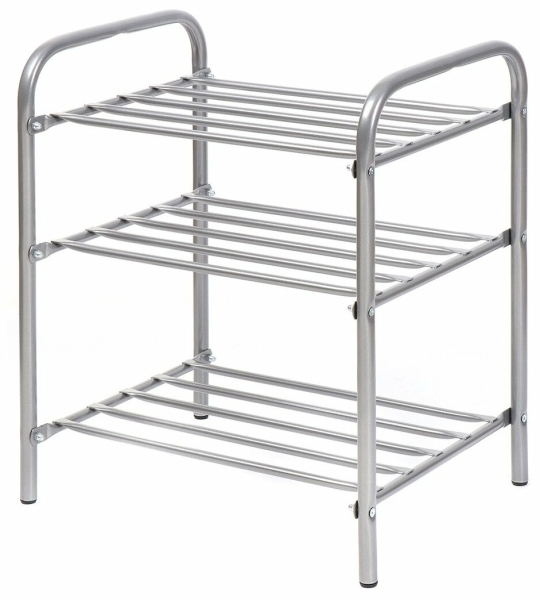 Этажерка для обуви металлическая 3 полки серый Ника